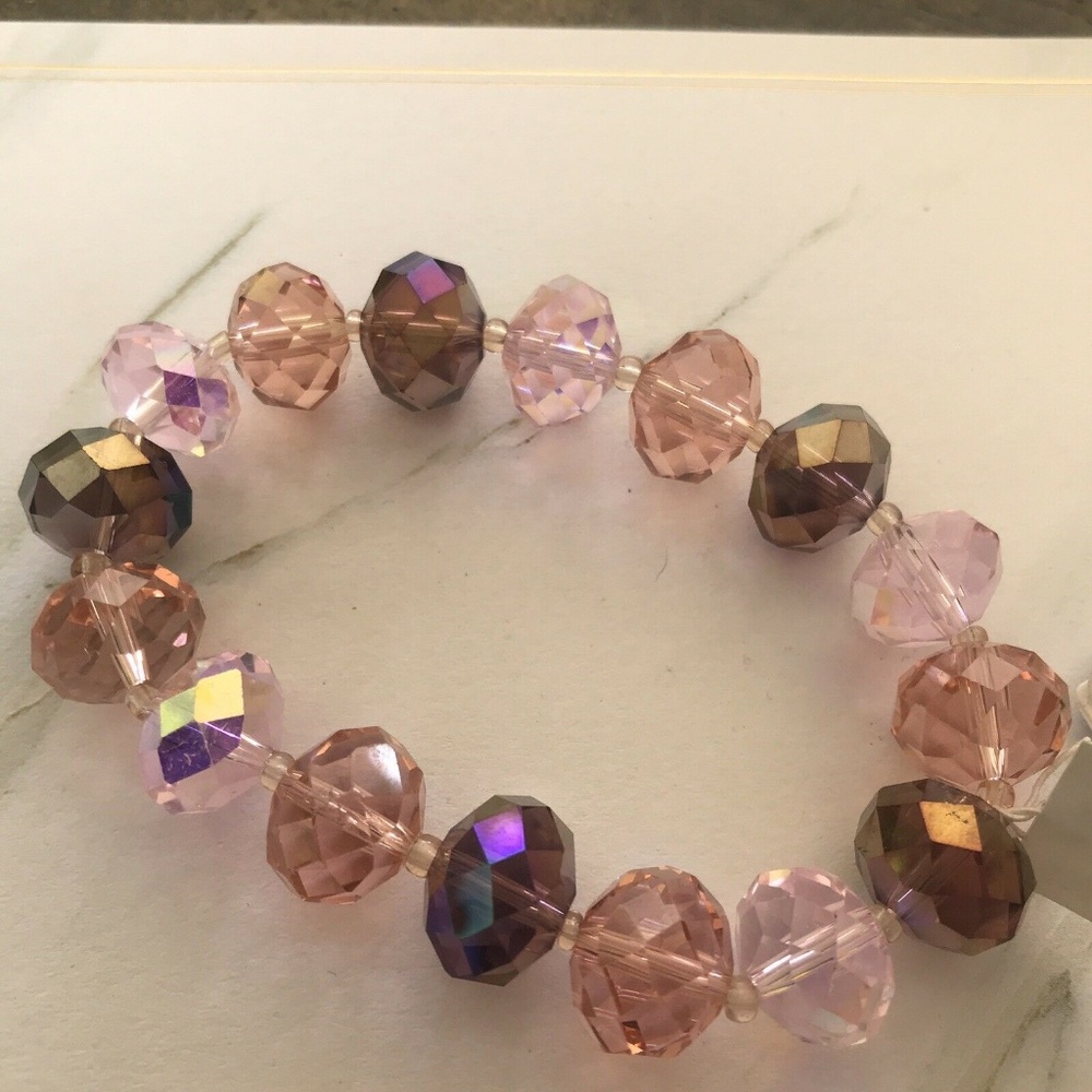 NEW Shades Of Pink Crystal Bead Bracelet MFSR $28
